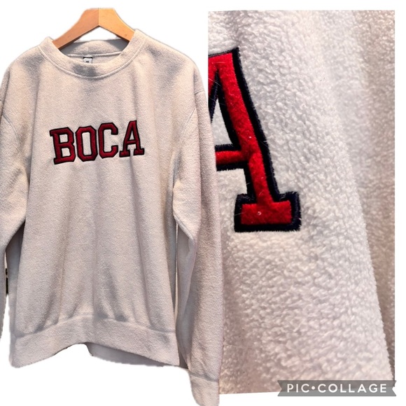 Vintage Cream Sweatshirt Red Authentic BOCA logo - Picture 1 of 2